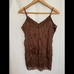 Brown/Bronze Camisole Spaghetti Strap Top Sz. L